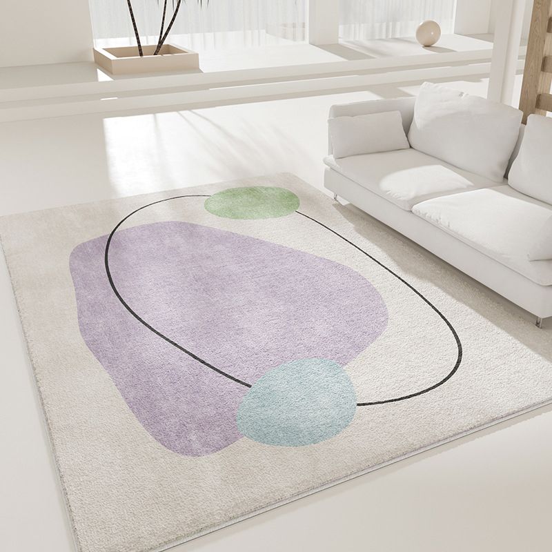 Purple Casual Rug Polyester Color Block Rug Drawing Rug for Living Room