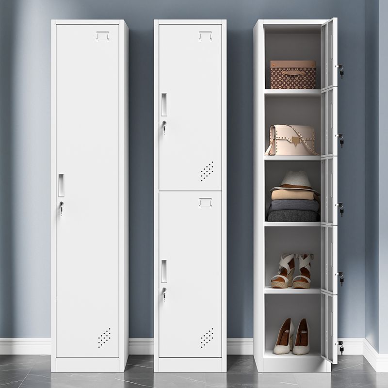 Grey and Black Non-Hanging Armoire Modern Metal Storage Cabinet with Doors