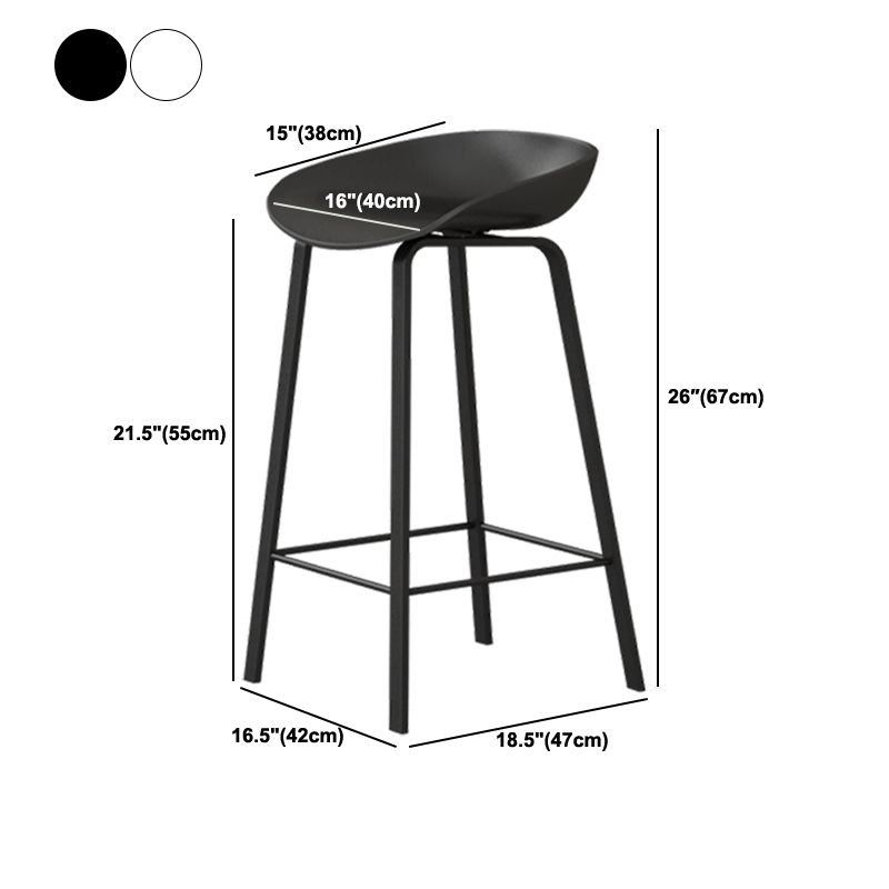 Modern Plastic and Metal Counter Stool Footrest Bucket Backrest Counter-height Stool