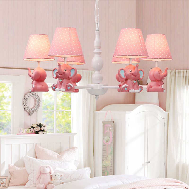 Elephant Child Room Chandelier Light Resin Kids Style Pendant Light Fixture with Empire Shade