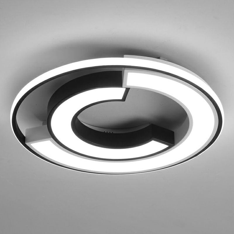 Black C Shaped Ceiling Flush Light Nordic Metal LED Flushmount Lighting for Bedroom