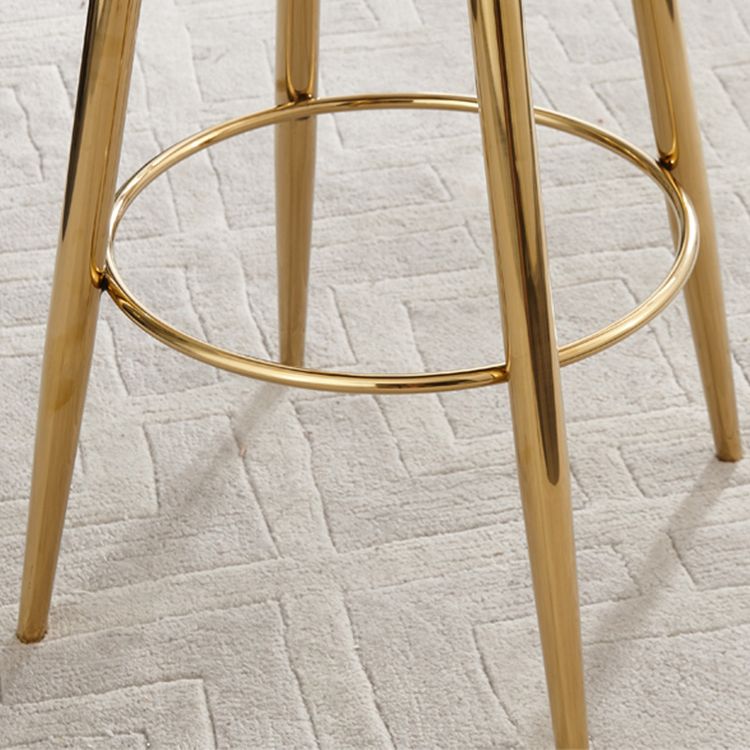 Glam Round Counter Bar Stool Low Back Footrest Counter Stool with Gold Base