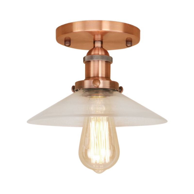 Soucoupe en verre givré, éclairage semi-affleurant, luminaire de cuisine vintage à 1 ampoule, noir/laiton/cuivre