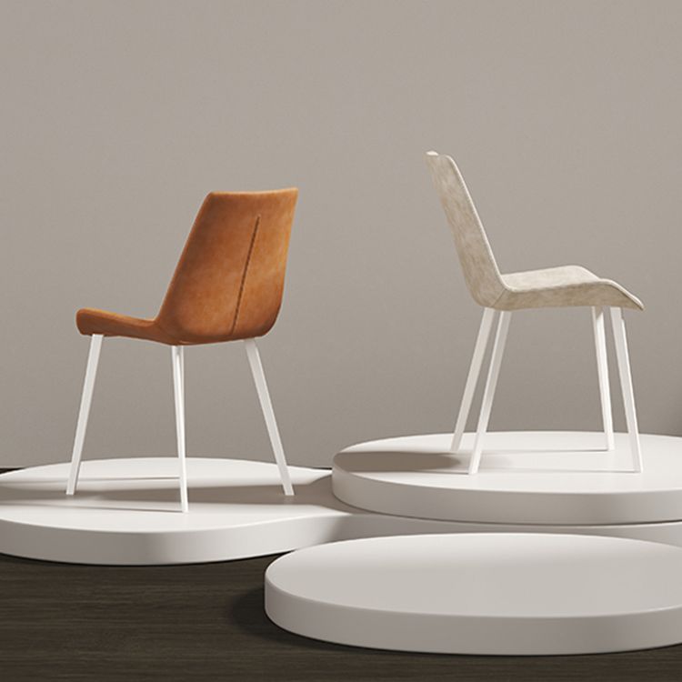 White Leg Contemporary Upholstered Armless Dining Room Chair for Home