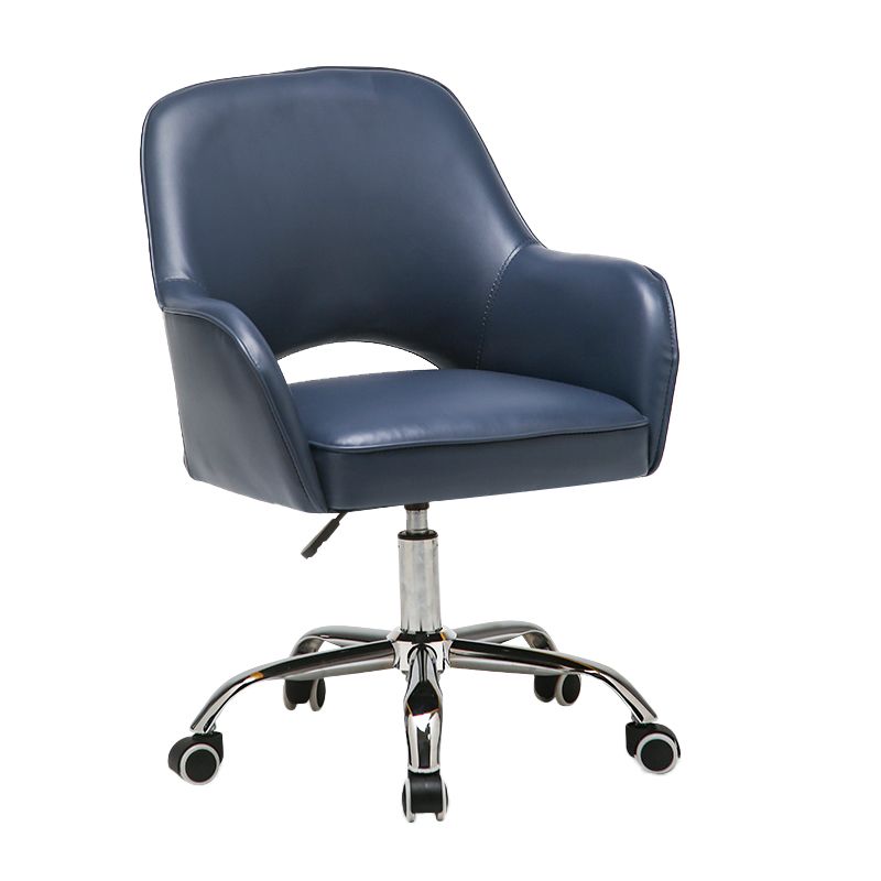 Armless Office Chair Leather Distressing Ergonomic Desk Chair with Wheels