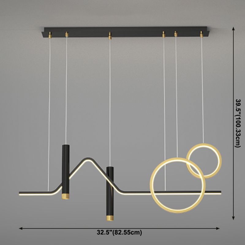 Geometric Contemporary Island Lighting Metal Island Ceiling Light in Black and Gold