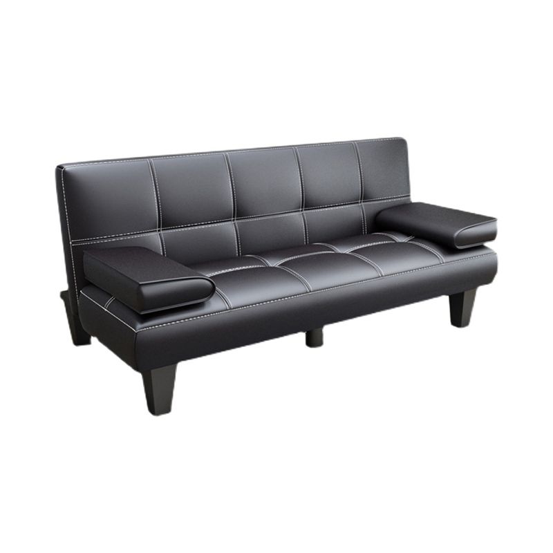 Convertible Biscuit Back Faux Leather Pillow Top Arm Modern Sofa for Living Room