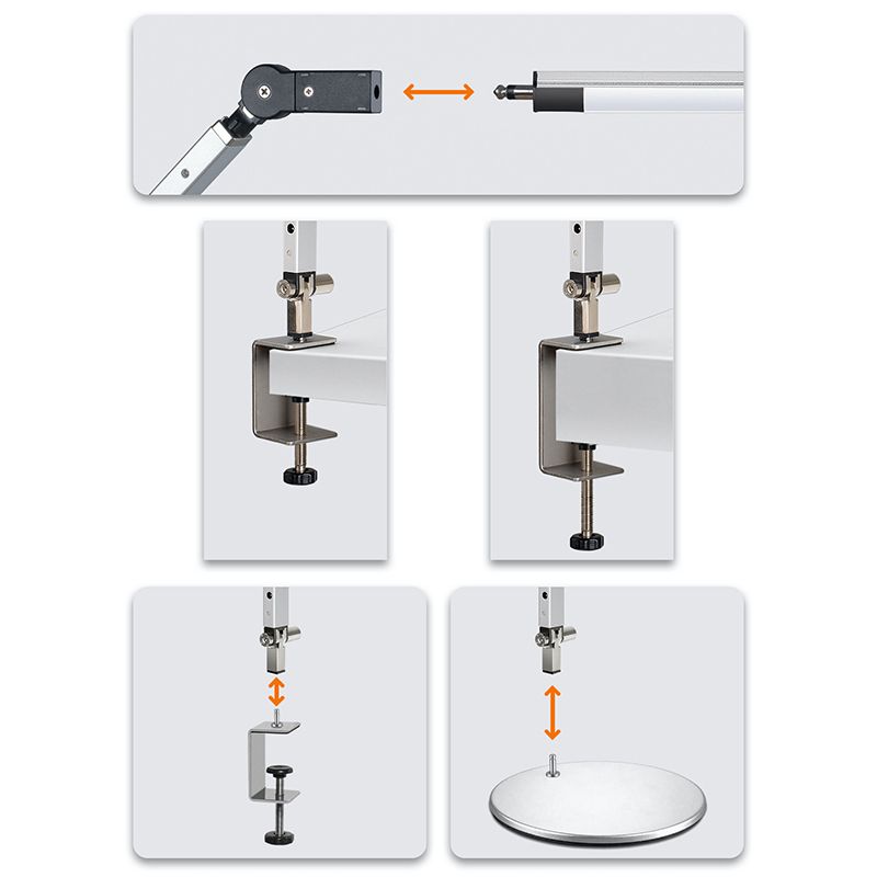 3-Arm Linear LED Task Light Minimalist Metal Office Desk Lamp with U Shaped Clamp