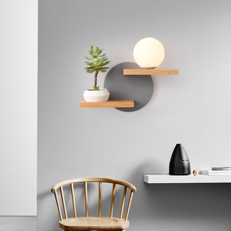 Ronde schaduw van 1 licht zonder planten Wand SCONCE Moderne eenvoudige stijl glazen wandverlichting
