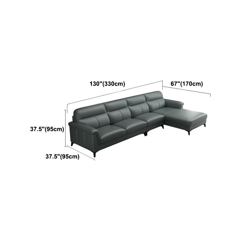 Contemporary Green Stain-Resistant Genuine Leather for Living Room Sofa