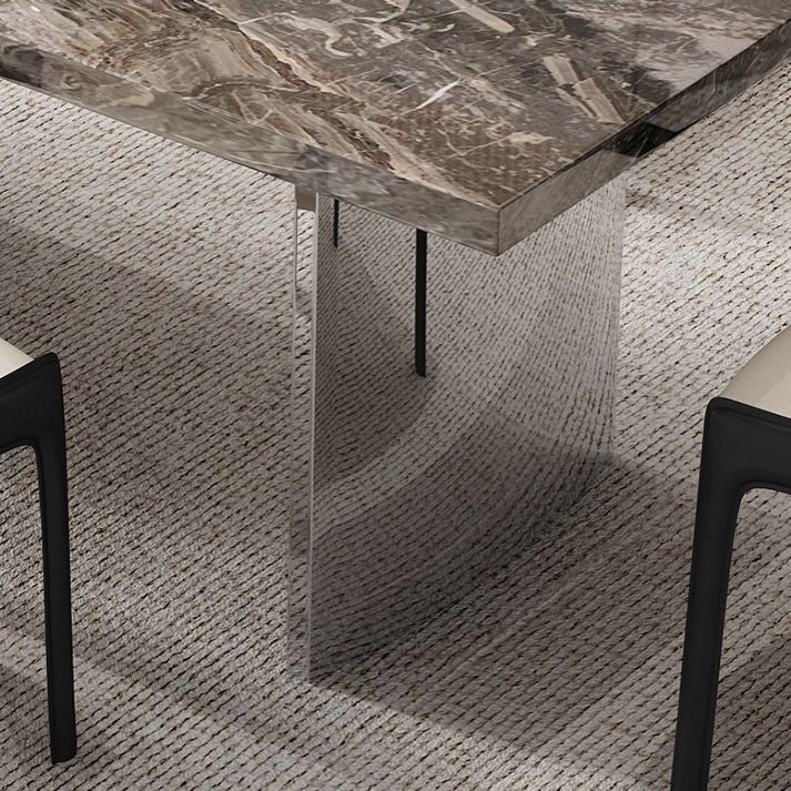 Glossy Brown Dining Table Set 1/4/5/7 Pcs Dinette Set with Faux Leather Chairs