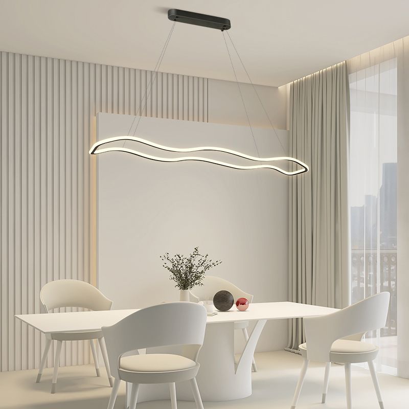 Metal Wavy Island Pendant Light Modern Style LED Island Lighting Fixture for Dinning Room