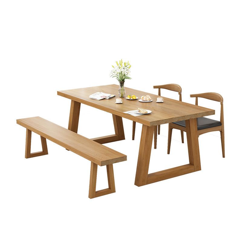 Wooden Dining Room Set Standard Height with Double Pedestal Base Table Set (bench not included)