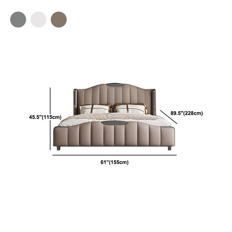 Glam Pine Wood with Headboard Camelback Panel Mattress Included Bed Frame