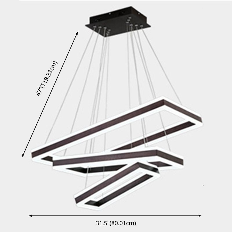 Black Tiered Metal Squared Ceiling Pendant Contemporary Ceiling Lighting Fixtures
