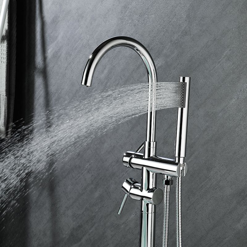 Floor Mounted Freestanding Bathtub Faucet Modern Style Metal Freestanding Faucet