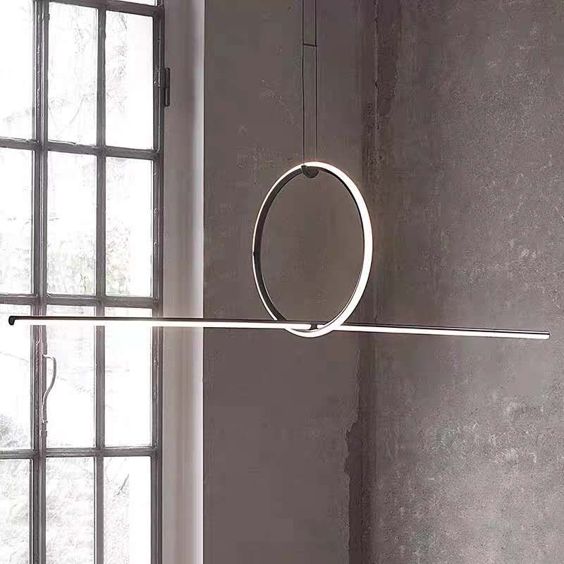 Designer Line Art Cindant Affermazione Luce della sala da pranzo Metallic LED Isola Luce in nero