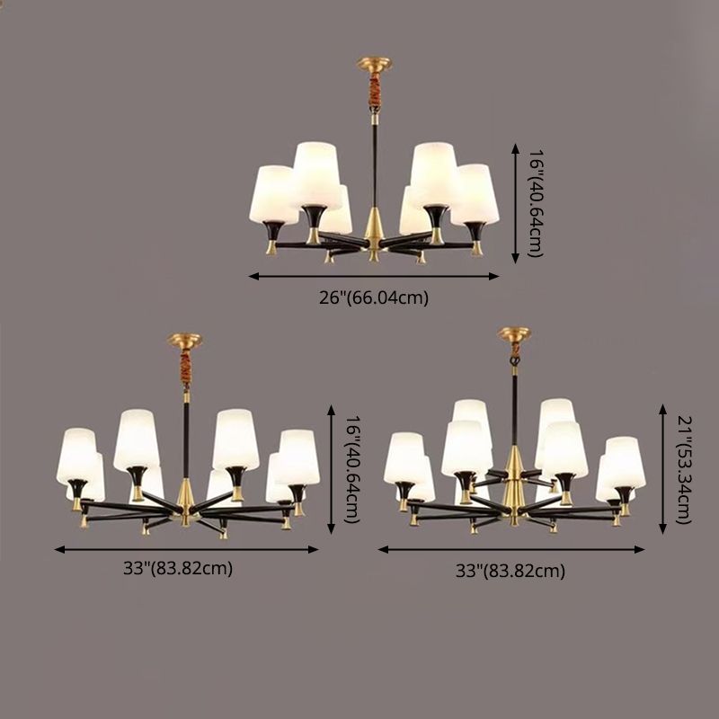 Cup Chandelier Light Fixture Traditional Opal Glass Pendant Lighting for Restaurant