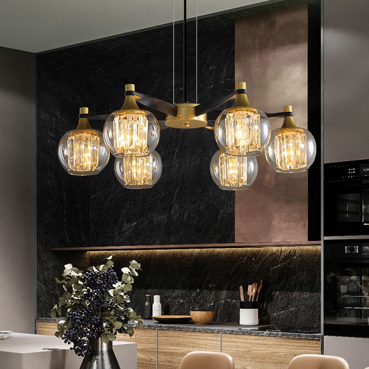 Chandelier postmoderne Chandelier Prismatic Crystal Dining Salle suspendue en noir-or