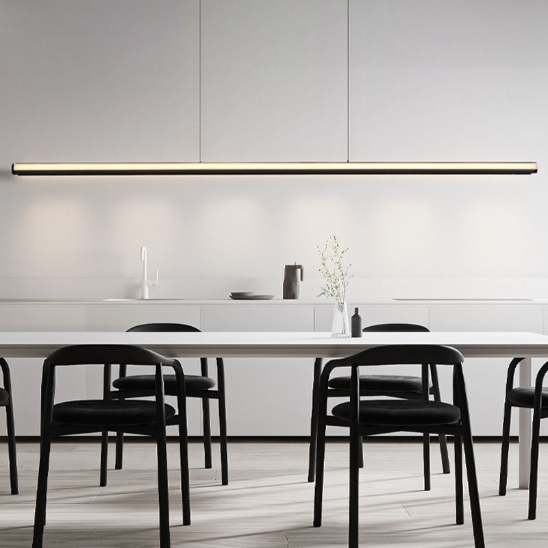 Modern LED Hanging Light Linear Metal Island Light Fixture for Dining Room