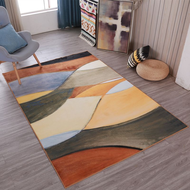 Fancy Modern Rug Brown Abstract Graphic Rug Stain Resistant Rug for Living Room