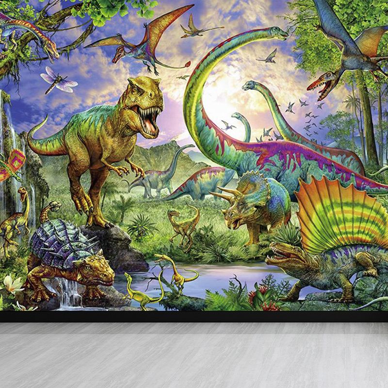 Green Dinosaur Wallpaper Mural Wild Beast Contemporary Waterproofing Wall Covering