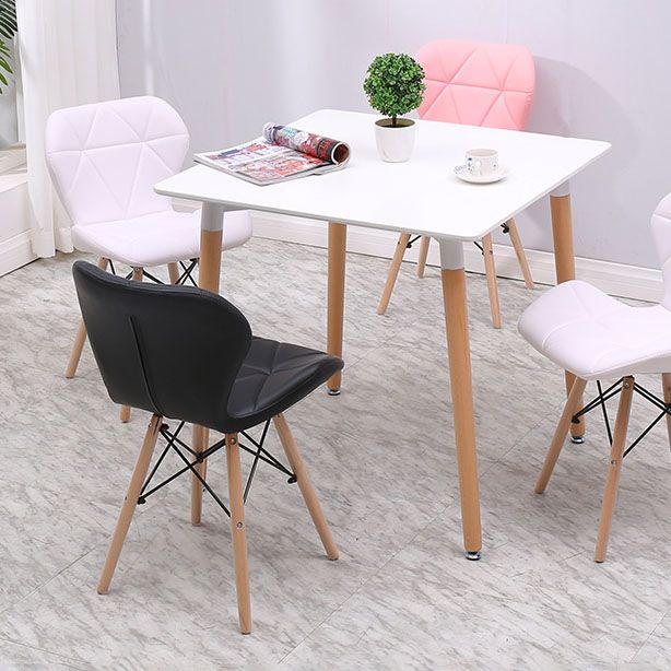 Sedia laterale di faggio contemporanea sedia opaca finitura da pranzo imbottita