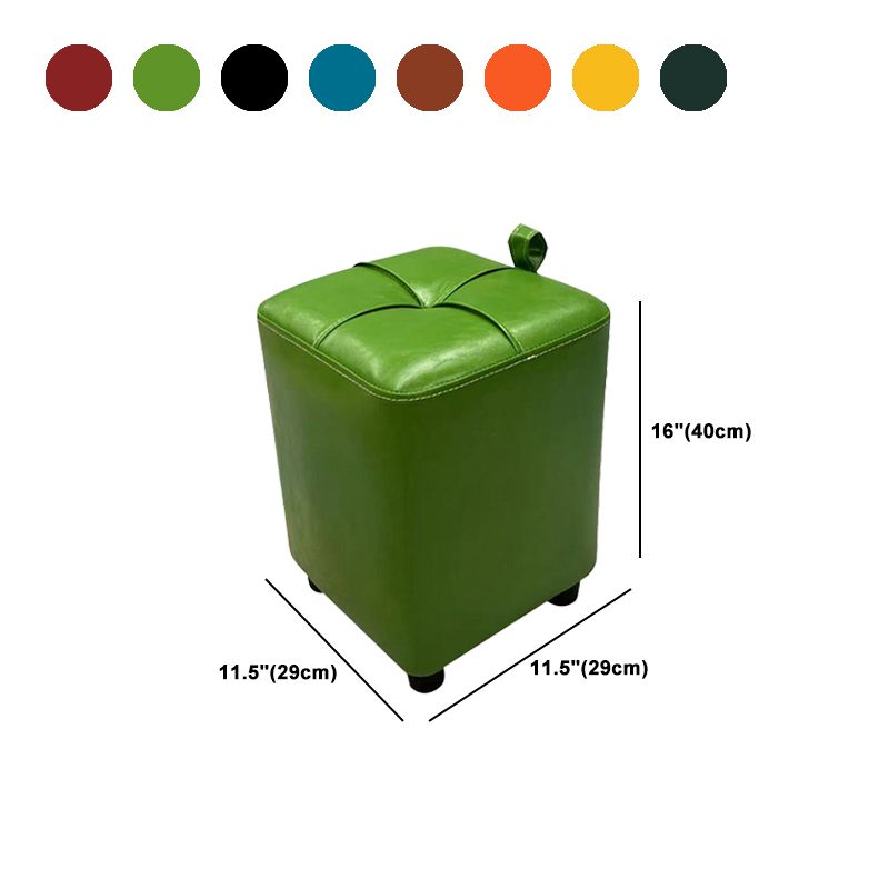 Contemporary PU Leather Pouf Chair Plain Square Tufted Water Resistant Target Pouf