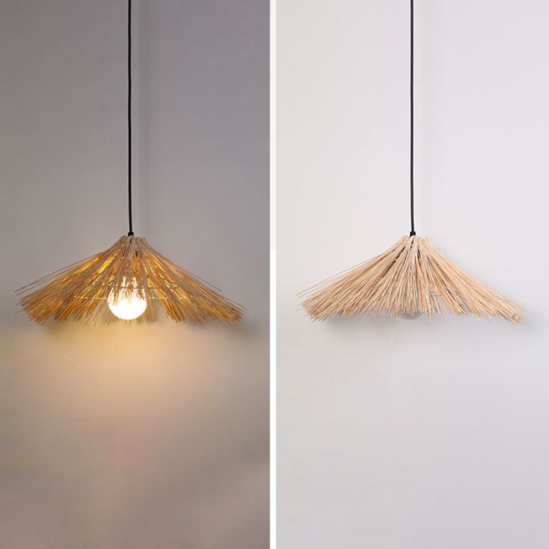 Rattan Asia Hanging Lamp Kit 1-Light Down Lighting Pendant for Bedroom