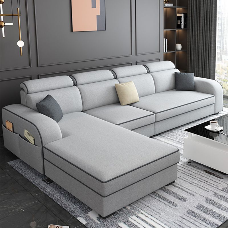 Square Arm Sectional Sofa with Storage Adjustable Sectionalfor 4 People