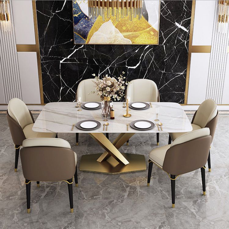 Luxurious Sintered Stone Top Dining Set Rectangular 1/4/5/7 Pieces Dinette Table Set