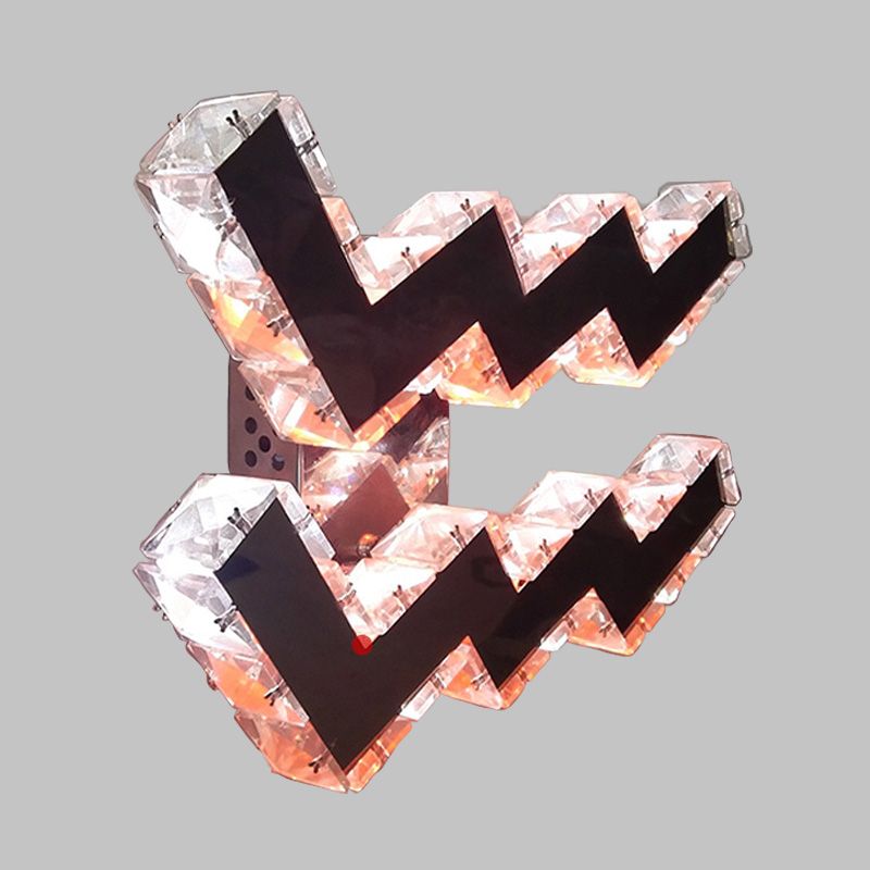 Nickle Curvy Wall Mount Lamp Modernism LED Beveled Crystal Prism Sconce Light Fixture in White/Red/2 Color Light