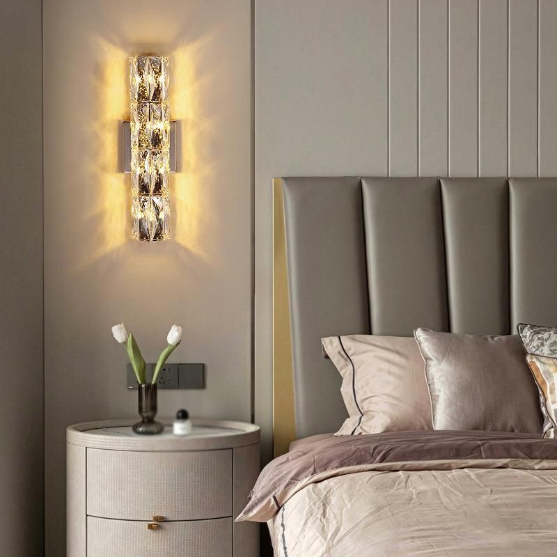 Crystal Cylinder Shape Wall Lighting Modern Style Multi Lights Wall Light Sconce