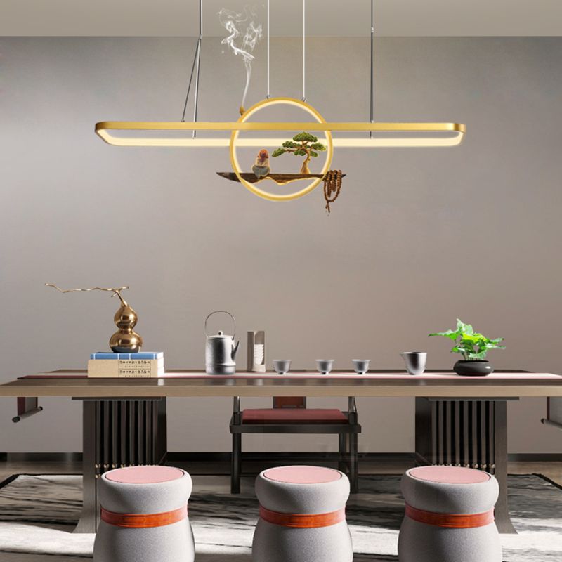 Aluminum Hanging Lights Rectangular Island Lighting Fixture for Dining Room