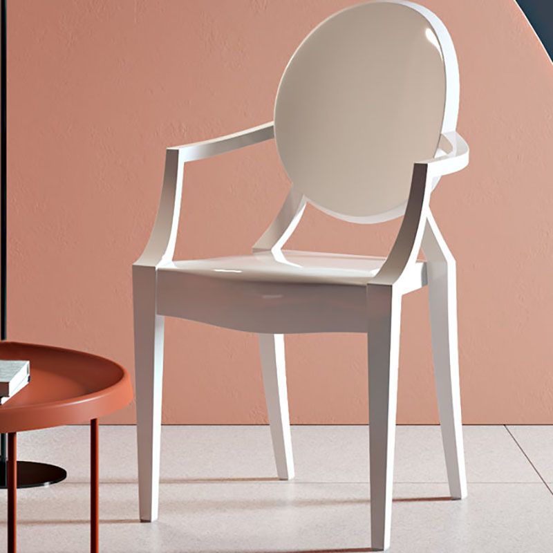 Sillón de comedor de plástico de estilo nórdico, silla lateral de comedor con respaldo abierto para uso doméstico