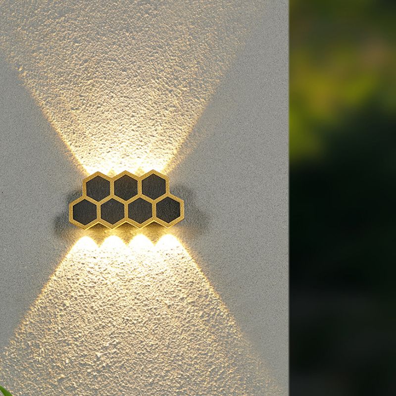 Gold & Black Modern Wall Flush Mount Honeycomb Shape Metal Wall Light