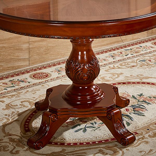 Mesa de comedor redonda victoriana de madera sólida Mesa de goma de madera superior para el hogar