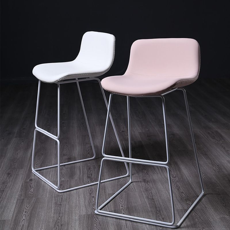 Nordic Low Back Counter Bar Stool Plastic Bar Stool with Metal Legs for Home