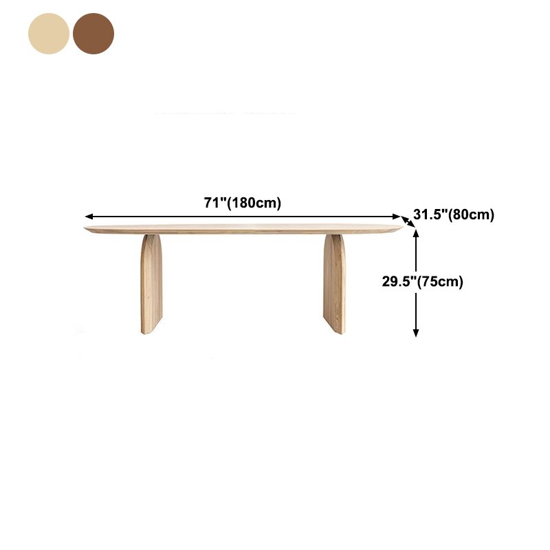 Oval Dining Table Pine Solid Wood Dining Table with Double Pedestal