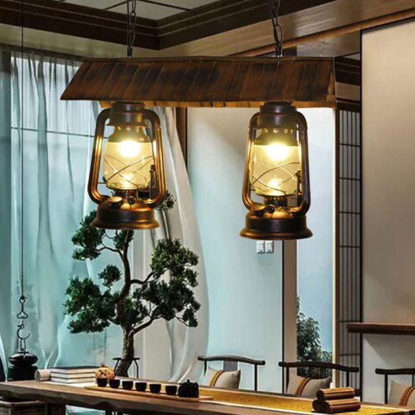 Kerosene Lamp Island Lighting Metallic Retro Industrial Style Pendant Lighting Fixtures for Restaurant