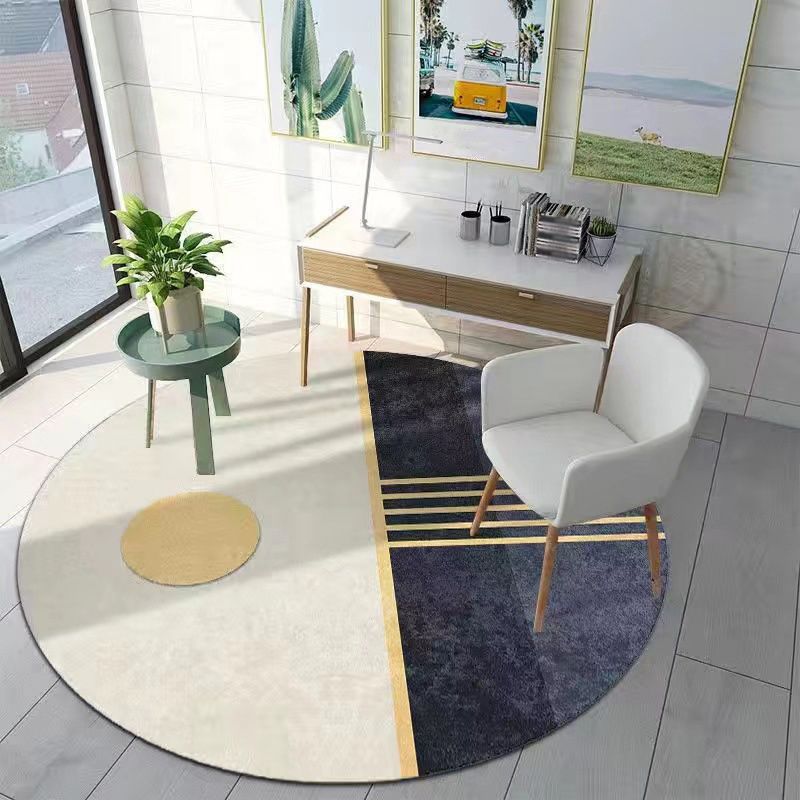 Navy Nordic Rug Polyester Color Lump Rug Stain Resistant Rug for Living Room