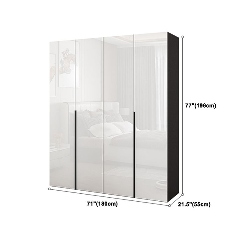 Contemporary Engineered Wood Wardrobe Armoire Mirrored Finish Wardrobe with 1 Drawer