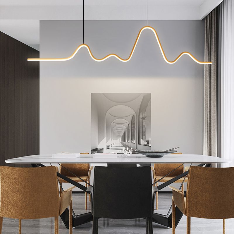 Linear Island Lighting Fixtures Contemporary Metal Island Ceiling Light for Kitchen