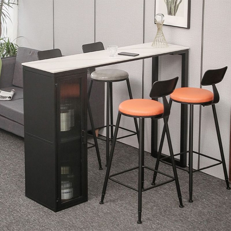 Modern Style Bistro Bar Table Sintered Stone Bar Table with Storage