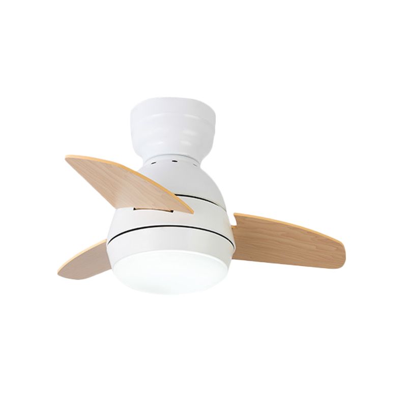 LED Round Pendant Fan Lighting Modern White/Black/Pink Finish Acrylic 3 Blades Semi Flush Mount Lamp with Wall/Remote Control, 33.5" Wide