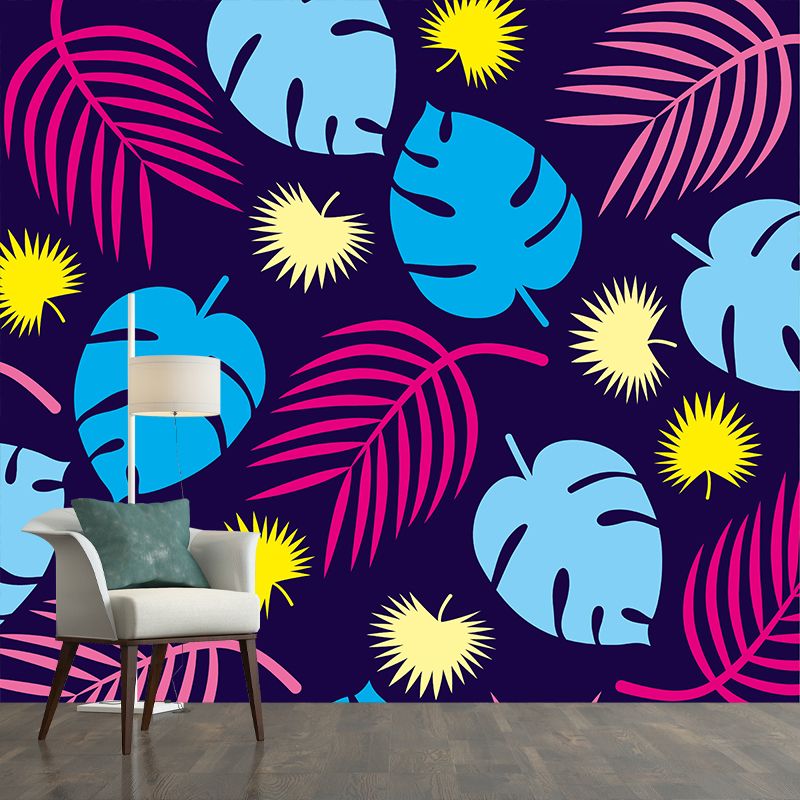 Mildew Resistant Tropical Plant Mural Wallpaper Decorative Wall Art for Bedroom