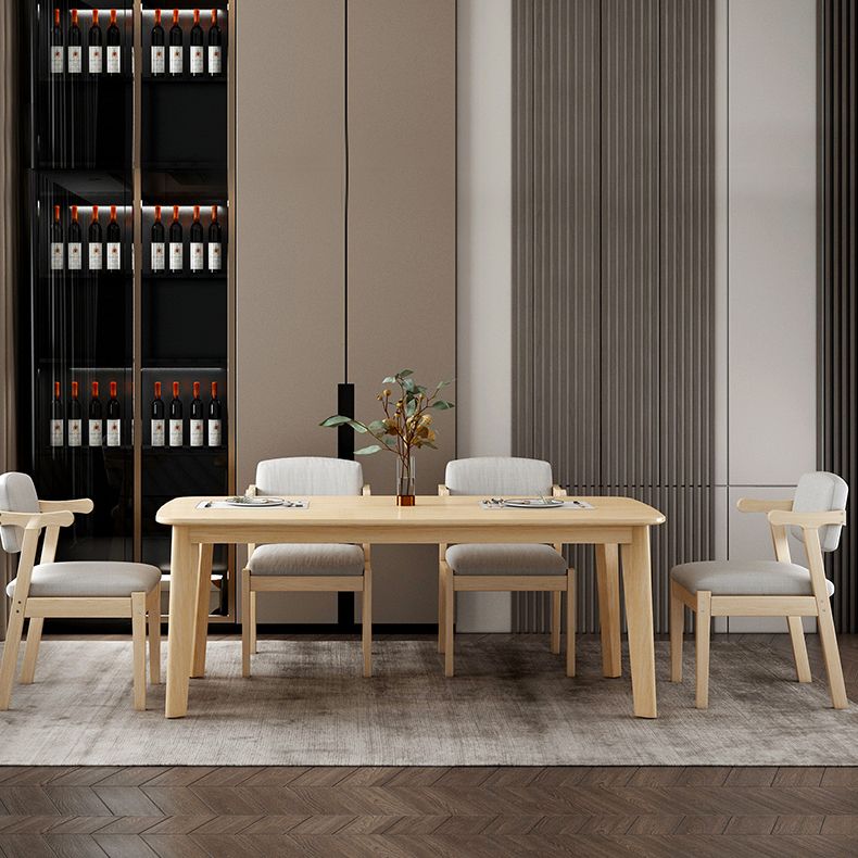 Silla de madera moderna para interiores y exteriores, silla lateral de comedor acolchada con respaldo abierto para el hogar