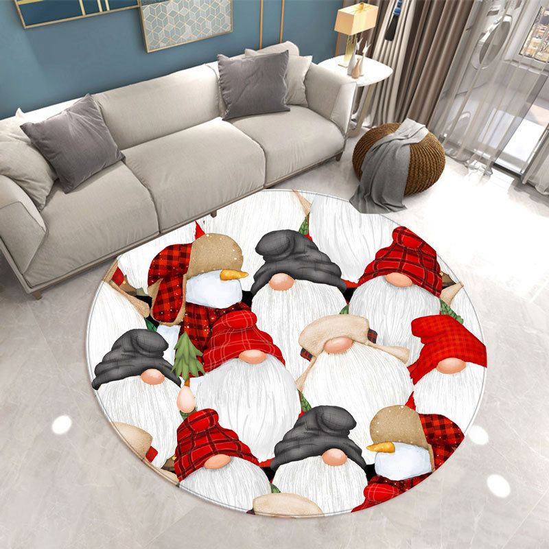 Fancy Simple Carpet White Father Christmas Carpet Washable Carpet for Home Decor