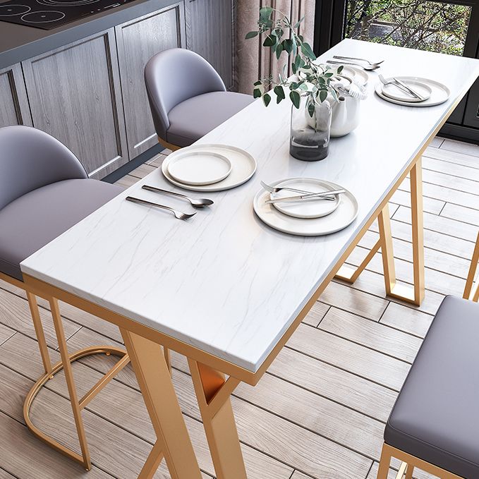 Modern Rectangle Bar Table Set 1/3/5 Pcs White Granite Bar Table Set