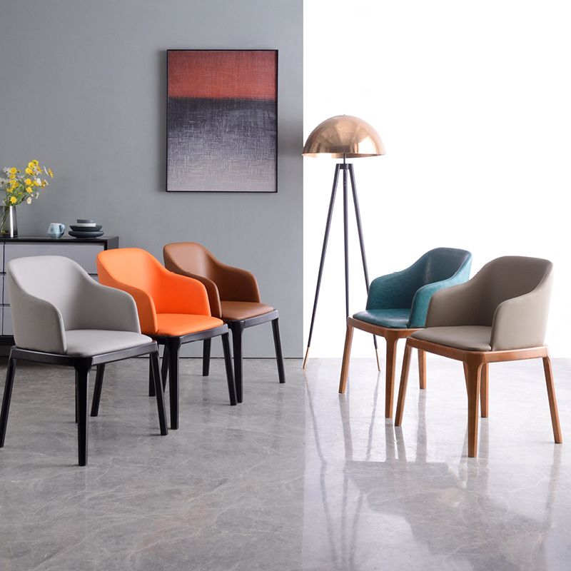 Glam Scandinavian Ash Wood Chairs Solid Back Arm Kitchen Dining Chair Set